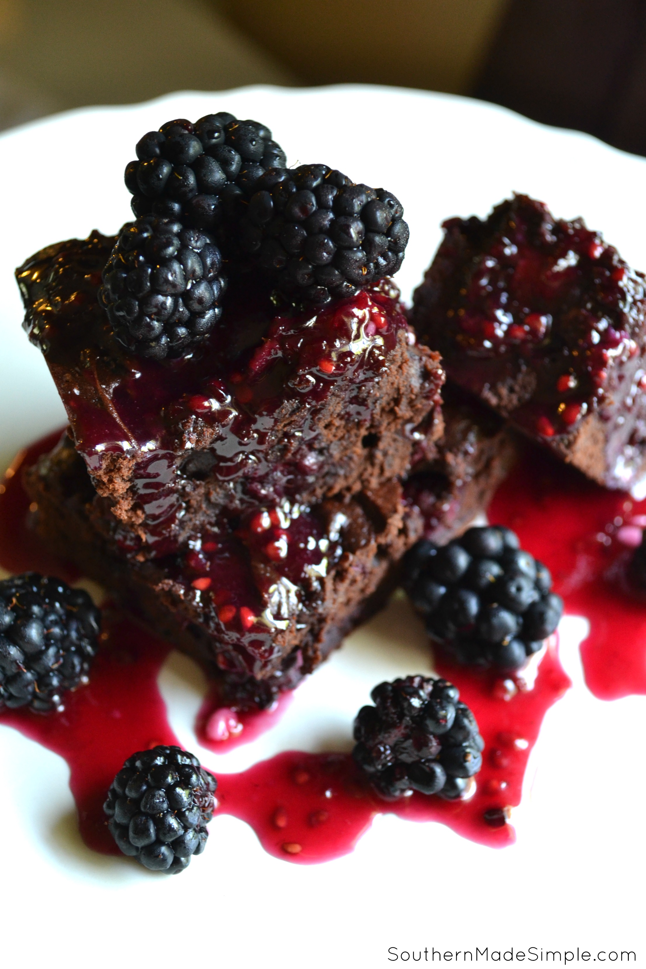 Bomb-tastic Blackberry Brownies - A simple way to use fresh tangy blackberries mixed with a sweet chocolaty brownies! Super easy to make!