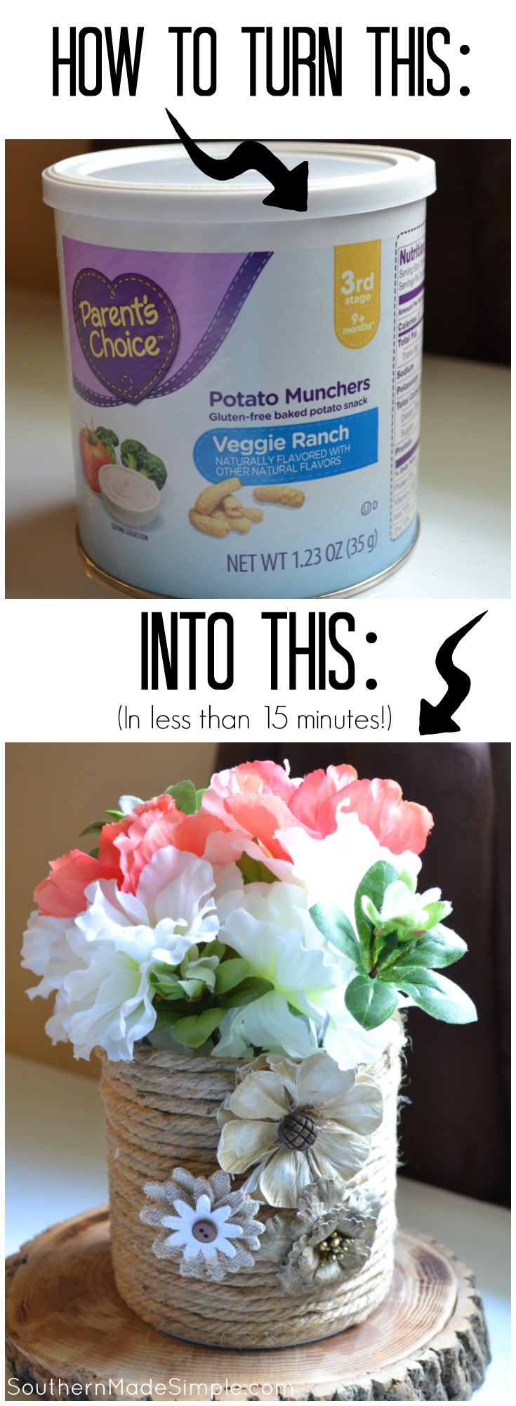 Turn old formula cans into something really great - and in less than 15 minutes! A great way to recycle and repurpose every day items in our life!