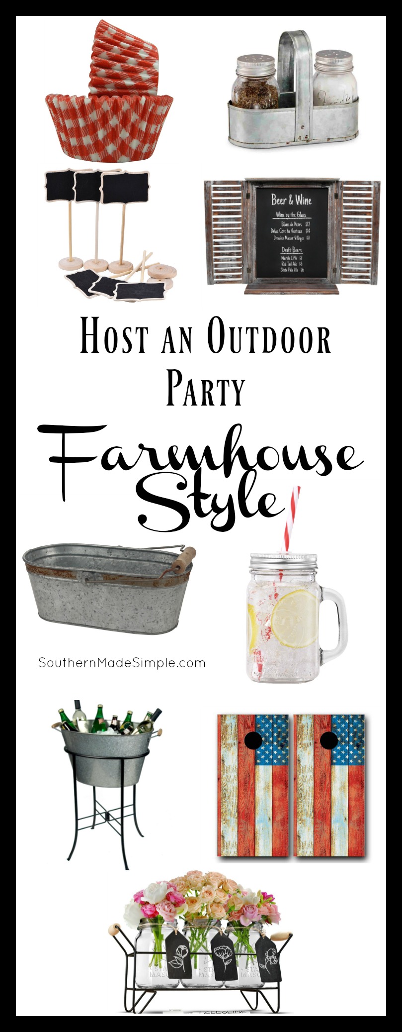 Host an Outdoor Party - Farmhouse Style! Put together the cutest outdoor party with a shabby-chic flair - and all from Amazon!