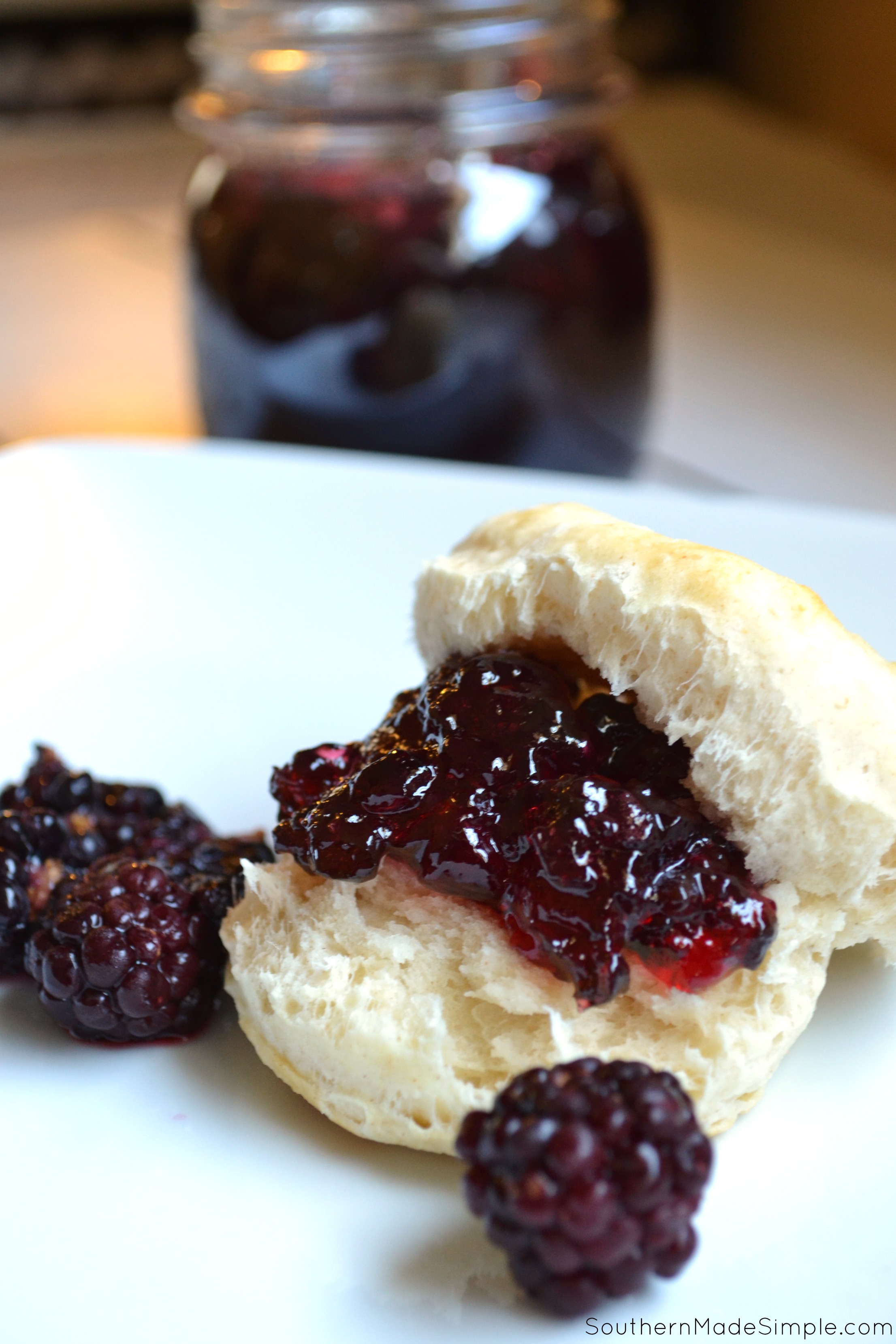 Blackberry Jalapeno Pepper Jelly Recipe - a really simple recipe to make the sweetest jelly around - with a hint of heat!