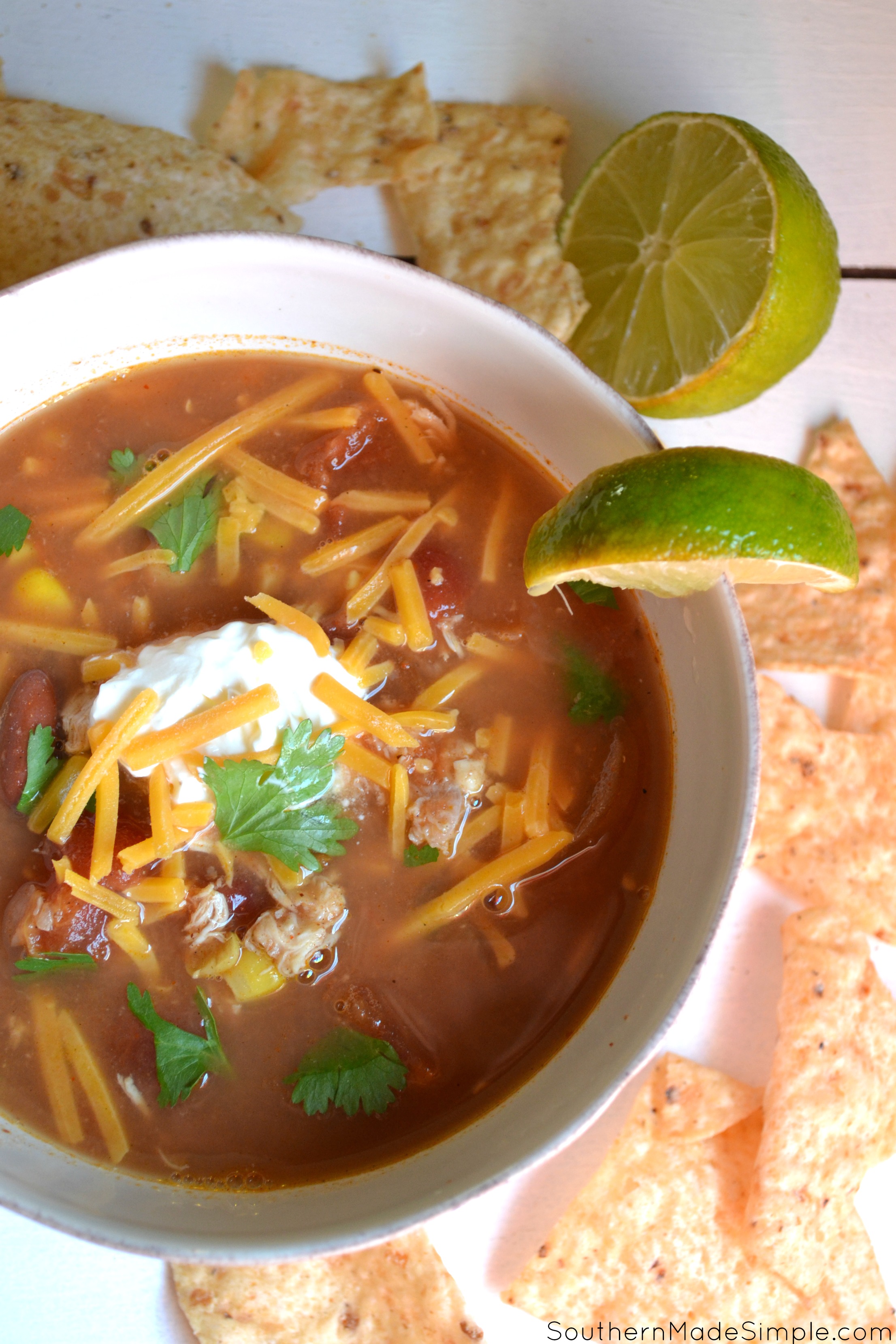 Slow Cooker Chicken Taco Soup - a simple recipe that's perfect for a winter time meal!