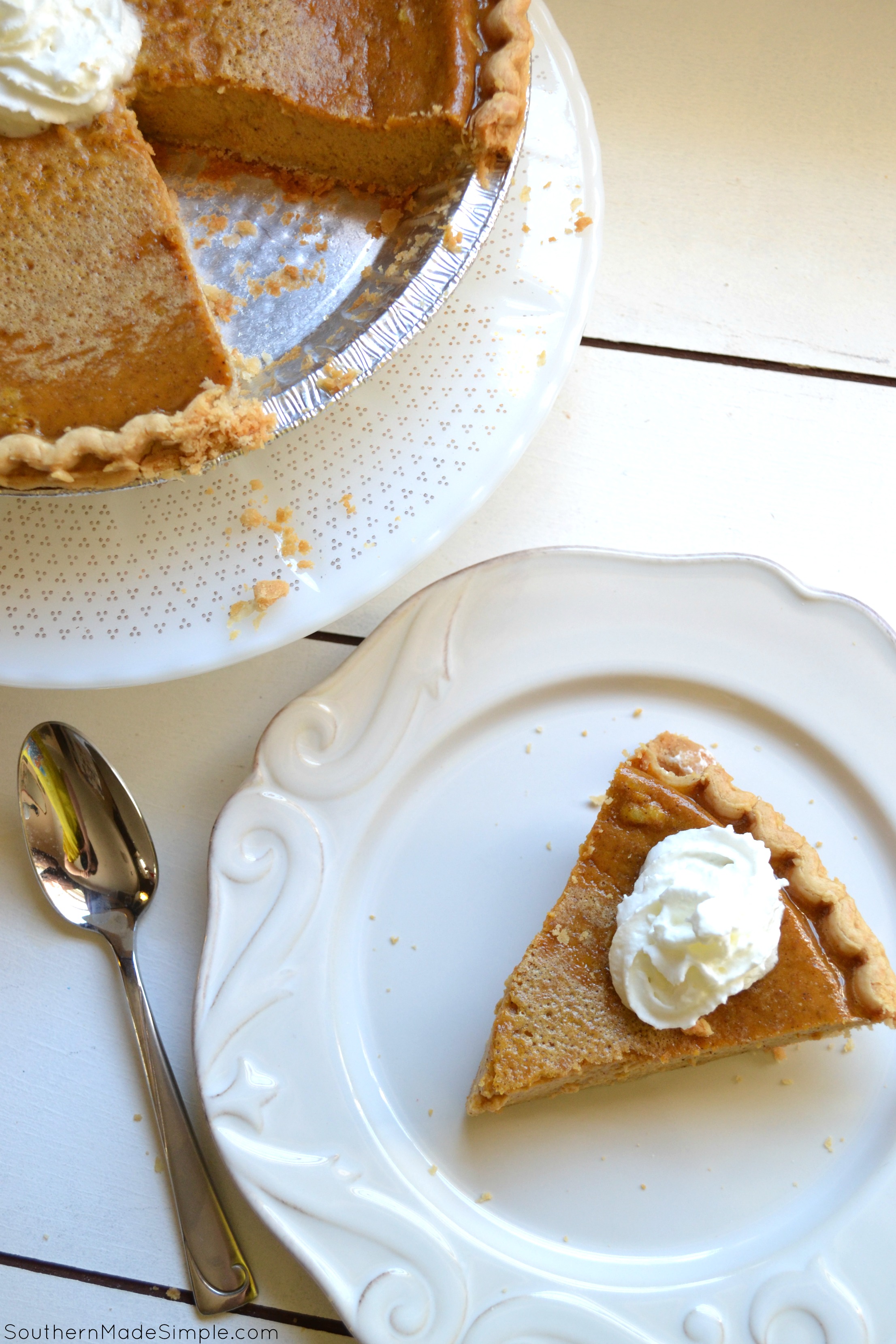 Pumpkin Custard Pie - a delicious twist on everyone's favorite Fall recipe: Pumpkin Pie! This particular pie has a very creamy texture and is perfect with a tall glass of milk!