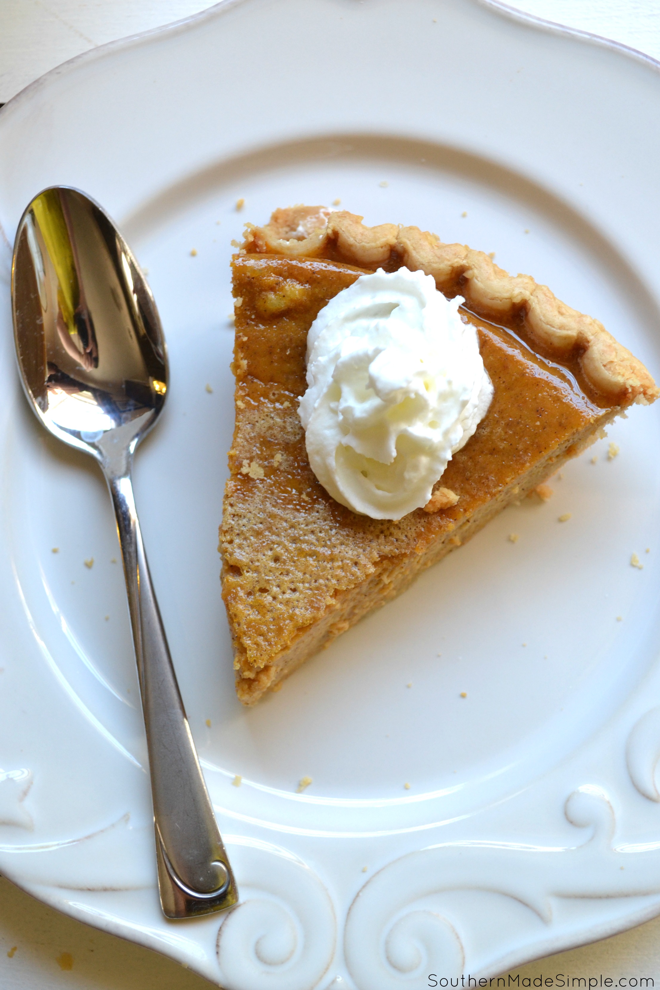 Pumpkin Custard Pie - a delicious twist on everyone's favorite Fall recipe: Pumpkin Pie! This particular pie has a very creamy texture and is perfect with a tall glass of milk!