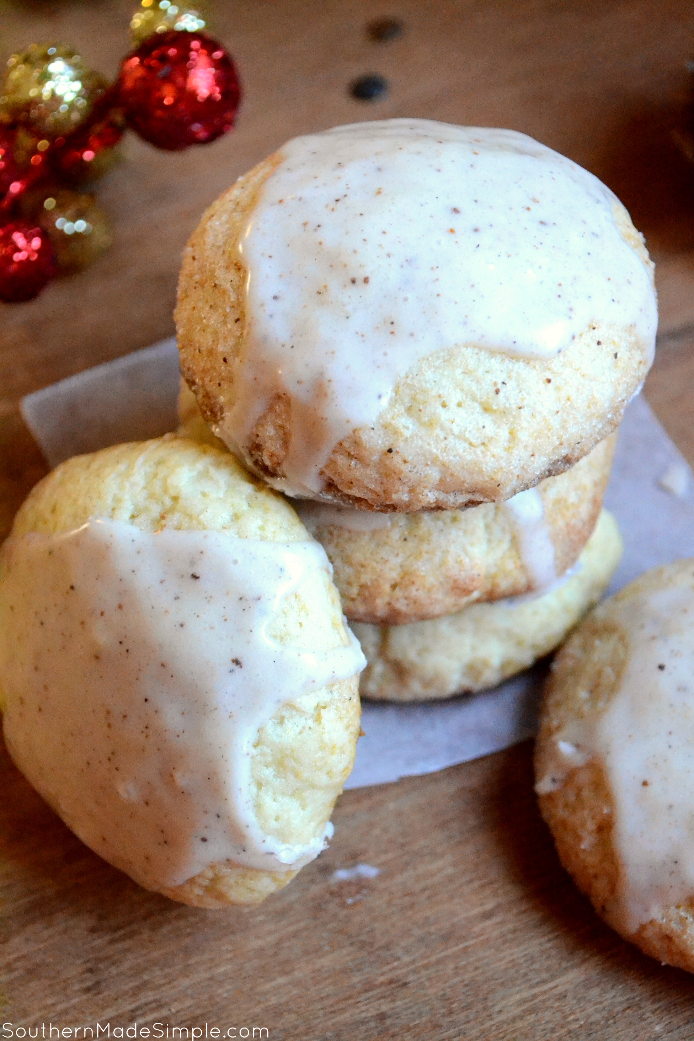 Eggnog Cookies with Creamy Spiced Glaze