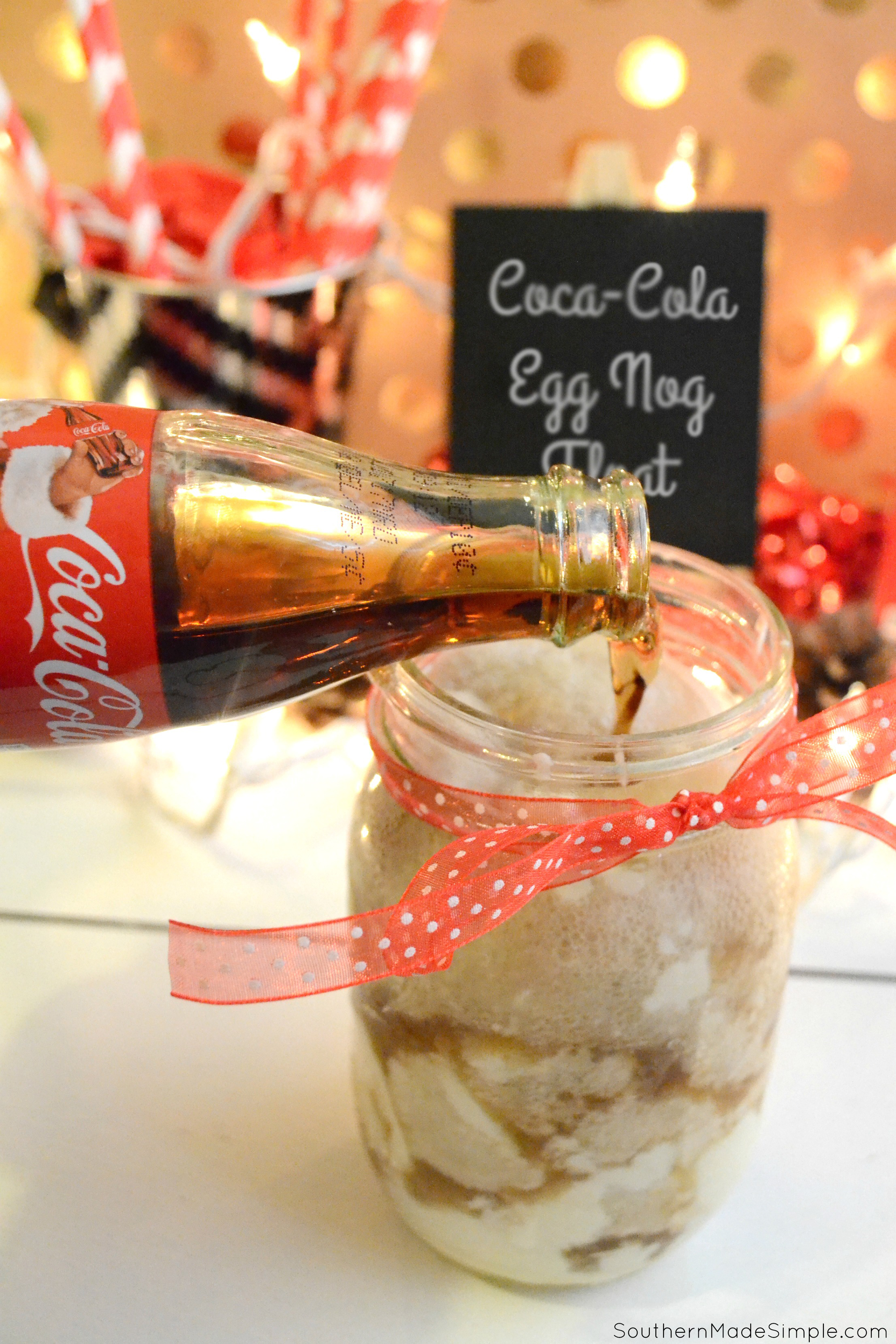 Looking for something extra sweet to satisfy your sweet tooth this holiday season? These Egg Nog Ice Cream Coca-Cola Floats are a fun twist on an old classic, and it's delish!#SmartWayToShareJoy #ad