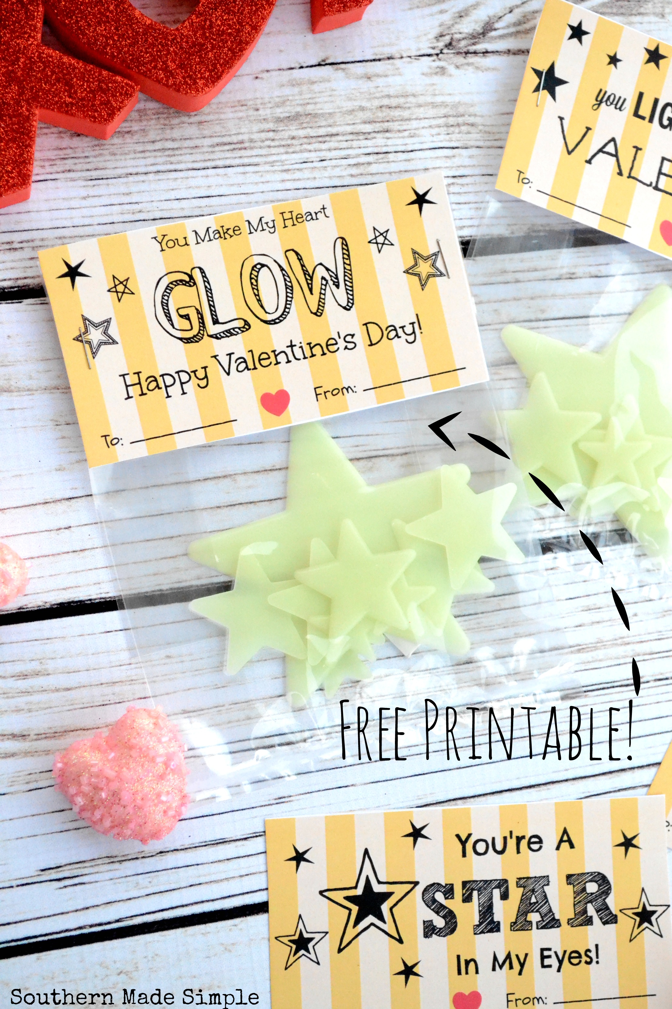 Free Printable Glow in the Dark Stars Valentines