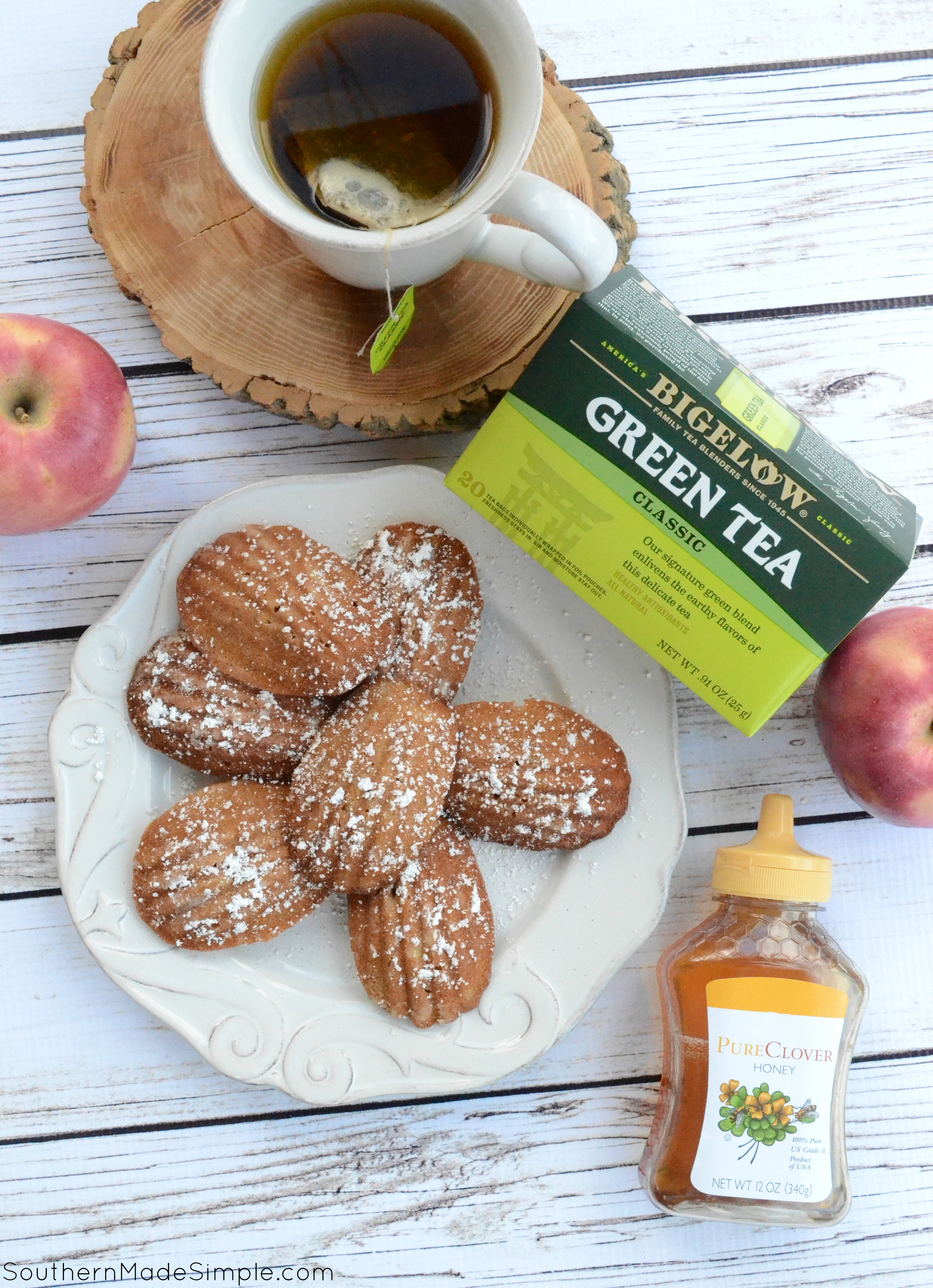 Tea is ALWAYS a good choice, and it's an even better choice when it's served with a side of these sweet Honey Apple Madelines sprinkled with a smidge of powdered sugar! #TeaProudly