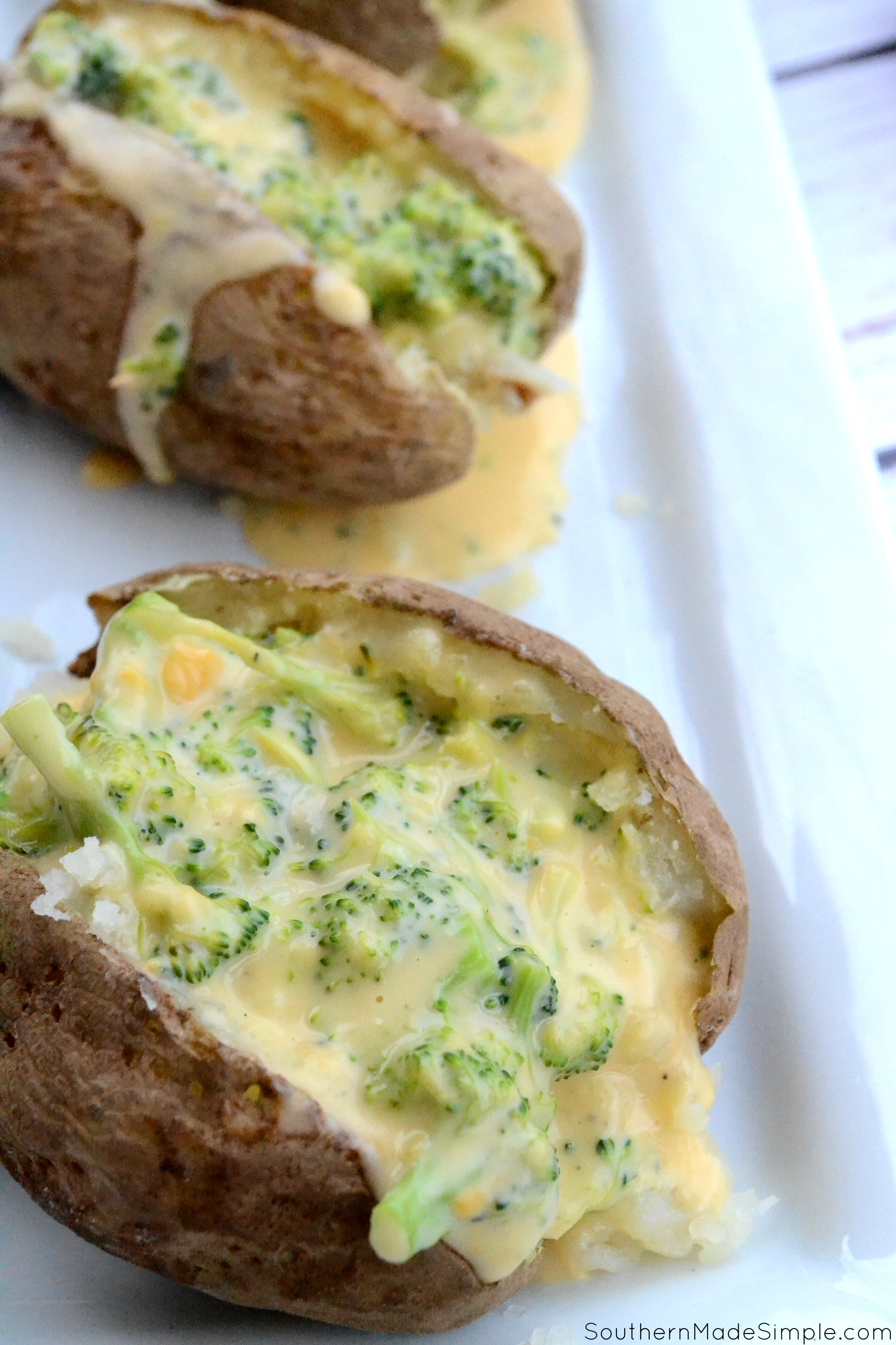 BEST BAKED POTATOES WITH BROCCOLI & CHEESE SAUCE - Butter with a Side of Bread