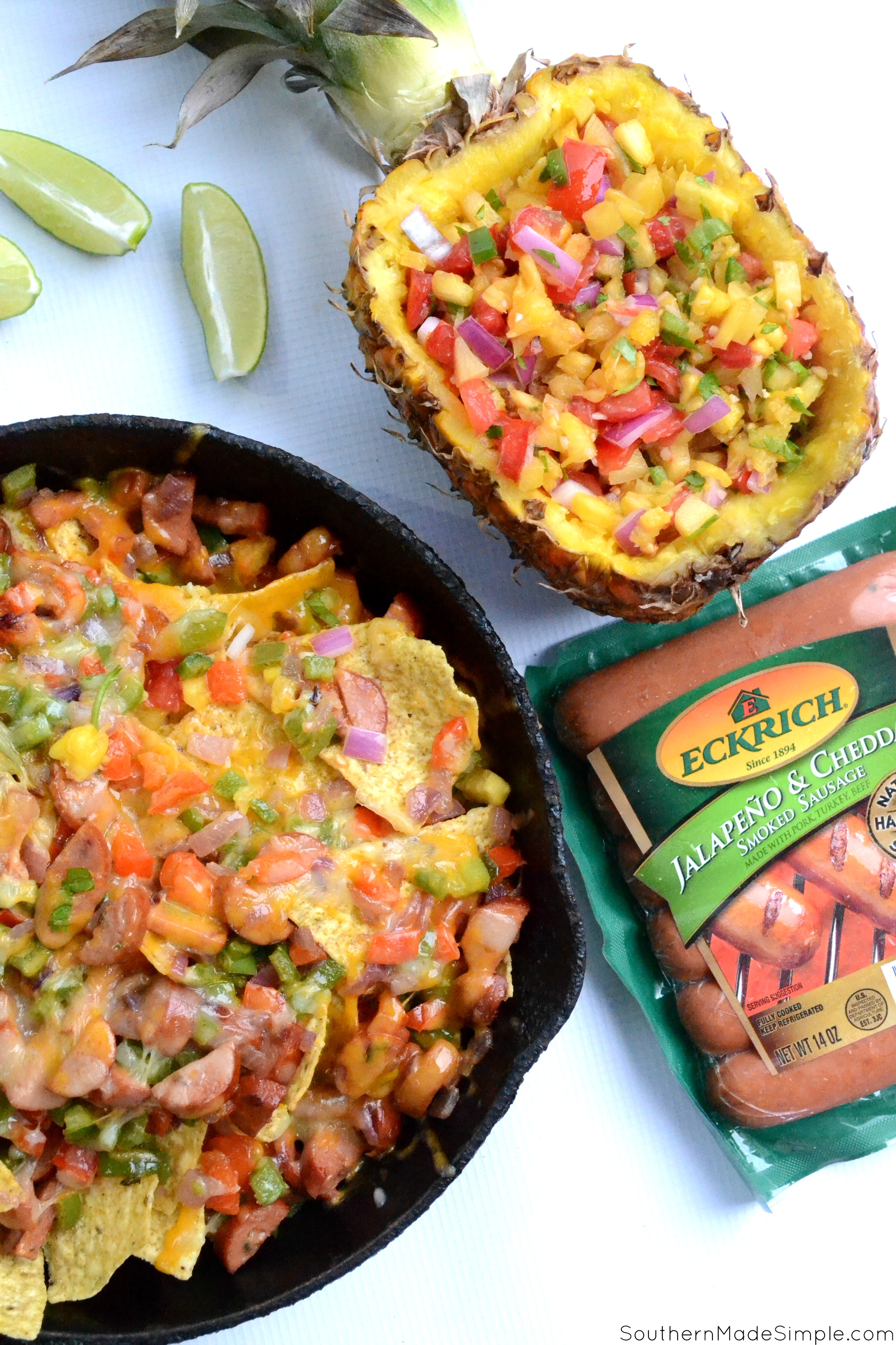 Bring the heat & savor the flavors of Summer with these Spicy Smoked Sausage & Pineapple Salsa Nachos! #GiveLifeMoreFlavor #ad 