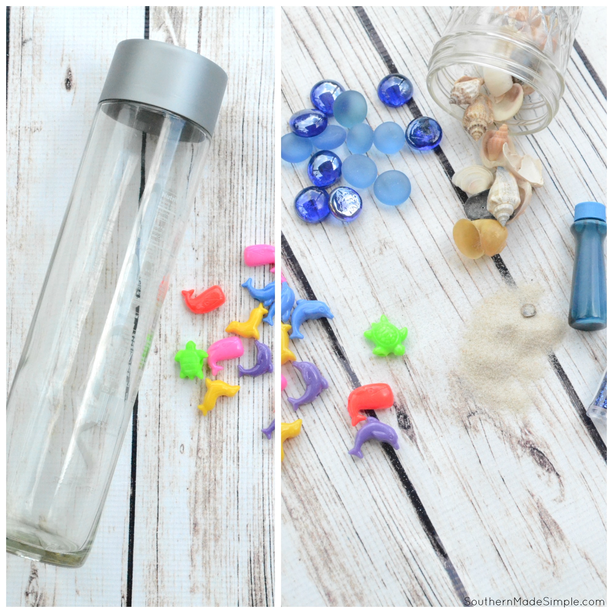 Do you have a toddler in the back seat who hates riding in the car? Take along this easy DIY Ocean Seek and Find Bottle to help keep them entertained!#RoadTripOil #ad
