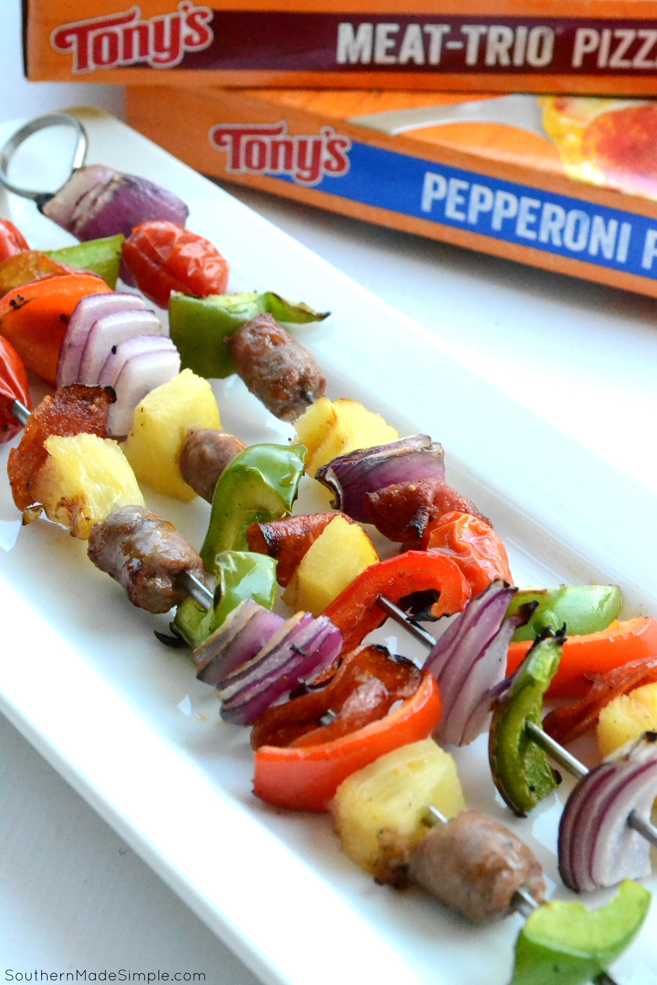 Gearing up for the big game? Grab a Tony's Pizza and pair it with these easy and delicious Pizza Kabobs and you've got a winning feast! #WinWithTonysPizza #Ad