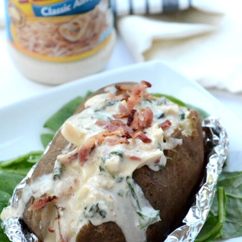 Cheesy Chicken & Spinach Alfredo Baked Potatoes Southern Made Simple
