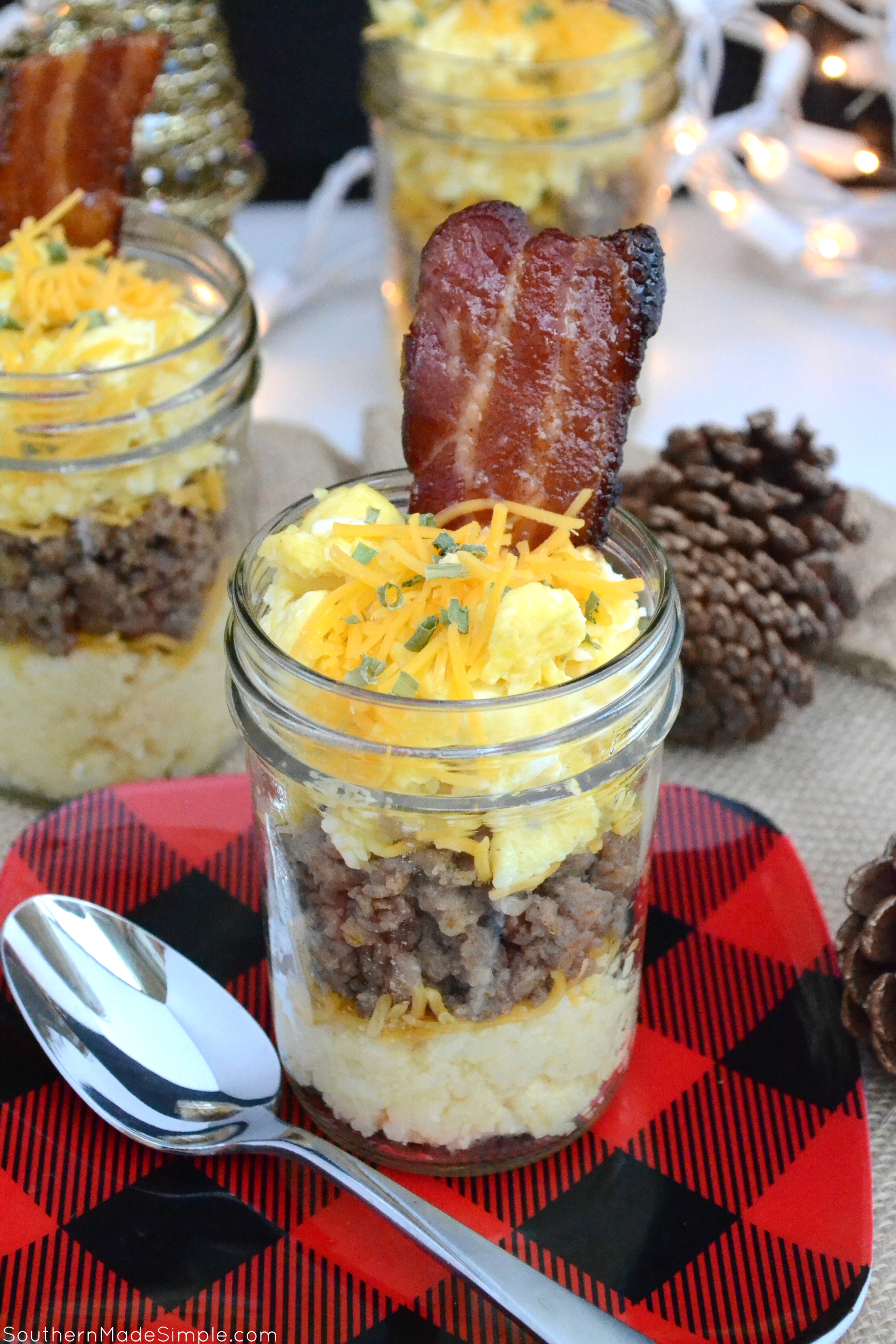 Fixing a feast for friends and family during the holidays? Let them dig in to these delicious Mini Ultimate Breakfast Trifles made with cheese grits, scrambled eggs and scrambled Jimmy Dean Pork Sausage! #MadeWithLovePublix #ad