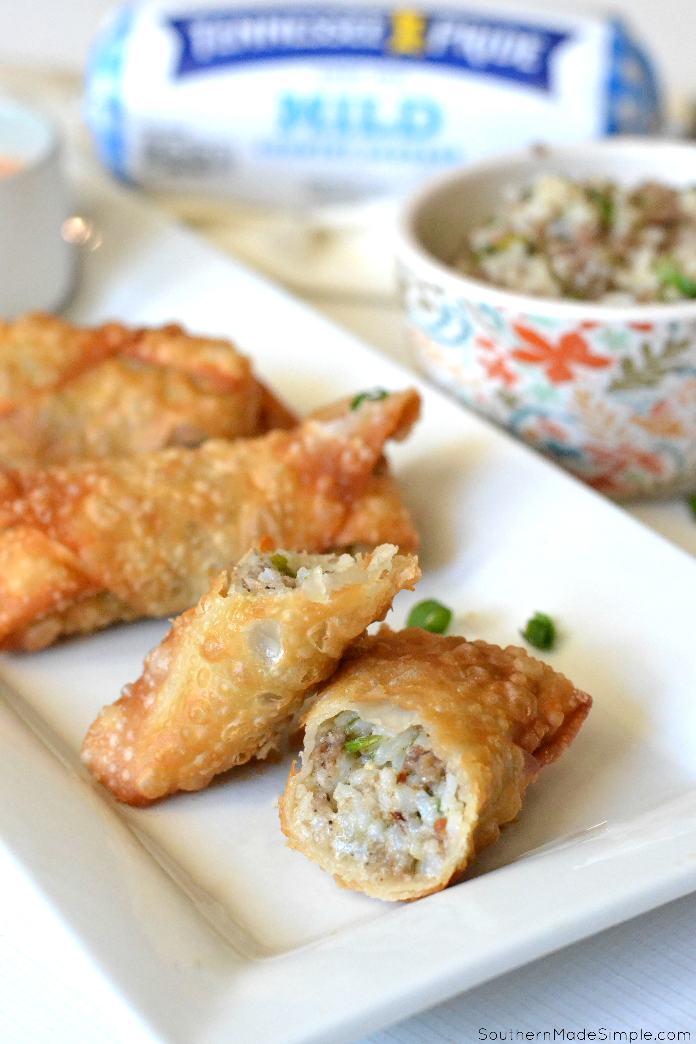 Cajun Dirty Rice Egg Rolls with Creole Dipping Sauce