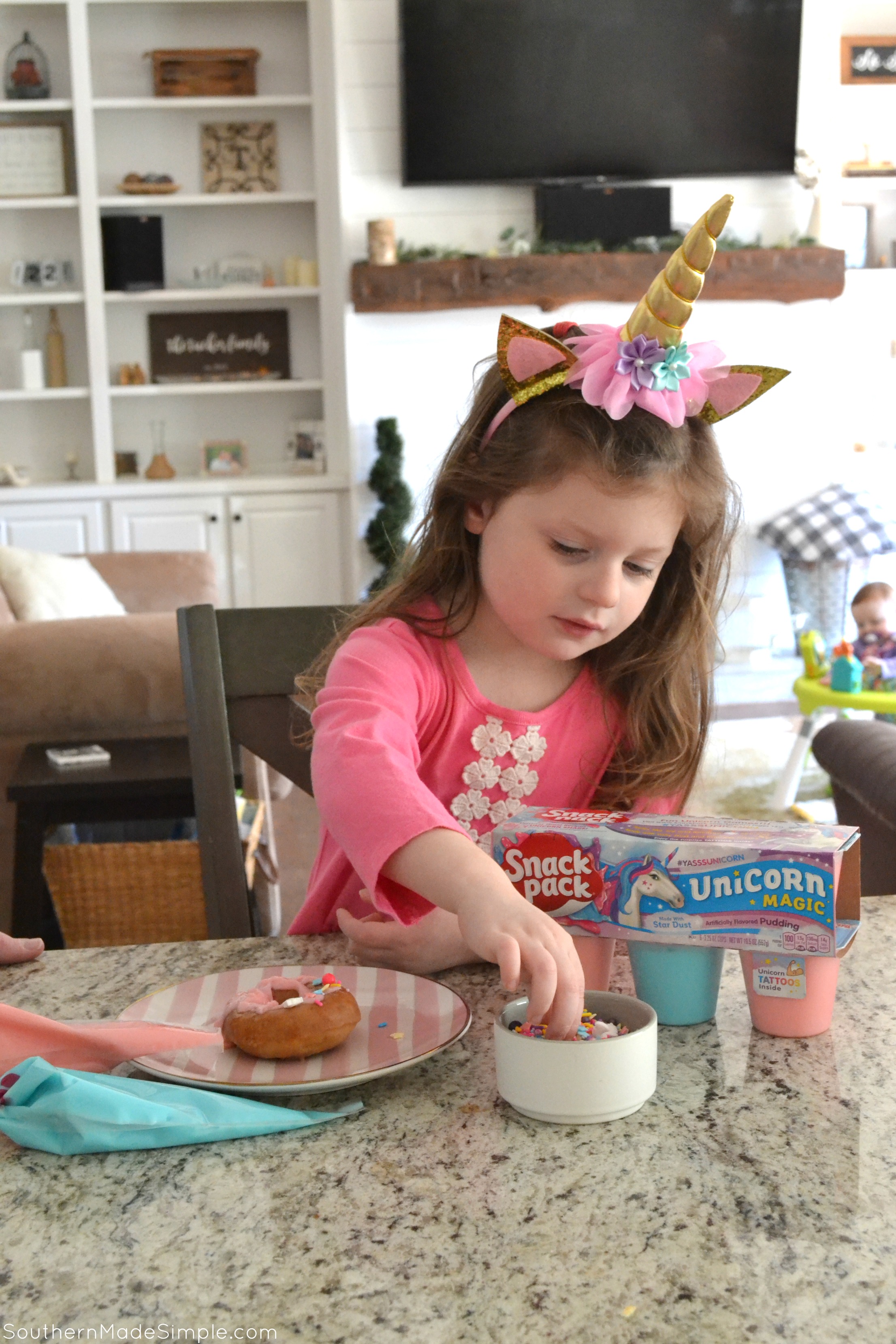 Enchanted Unicorn Doughnuts - a spectacularly sweet treat to pair with Unicorn Snack Packs to spark a little mystical and magical fun into anyone's day! #UnicornSnackPack #YasssUnicorn #UnicornMagic #ad