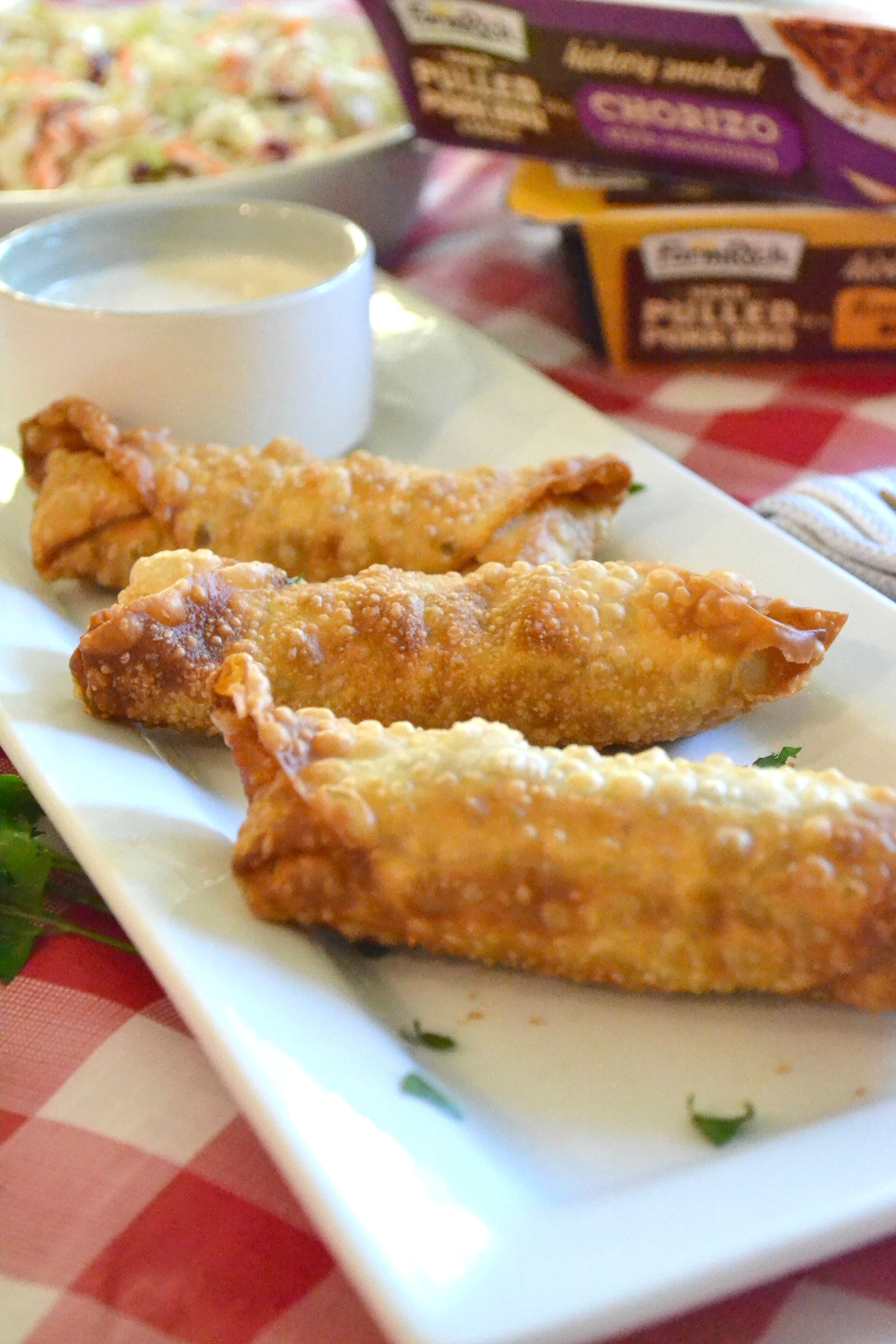 BBQ Egg Rolls with Alabama White Sauce