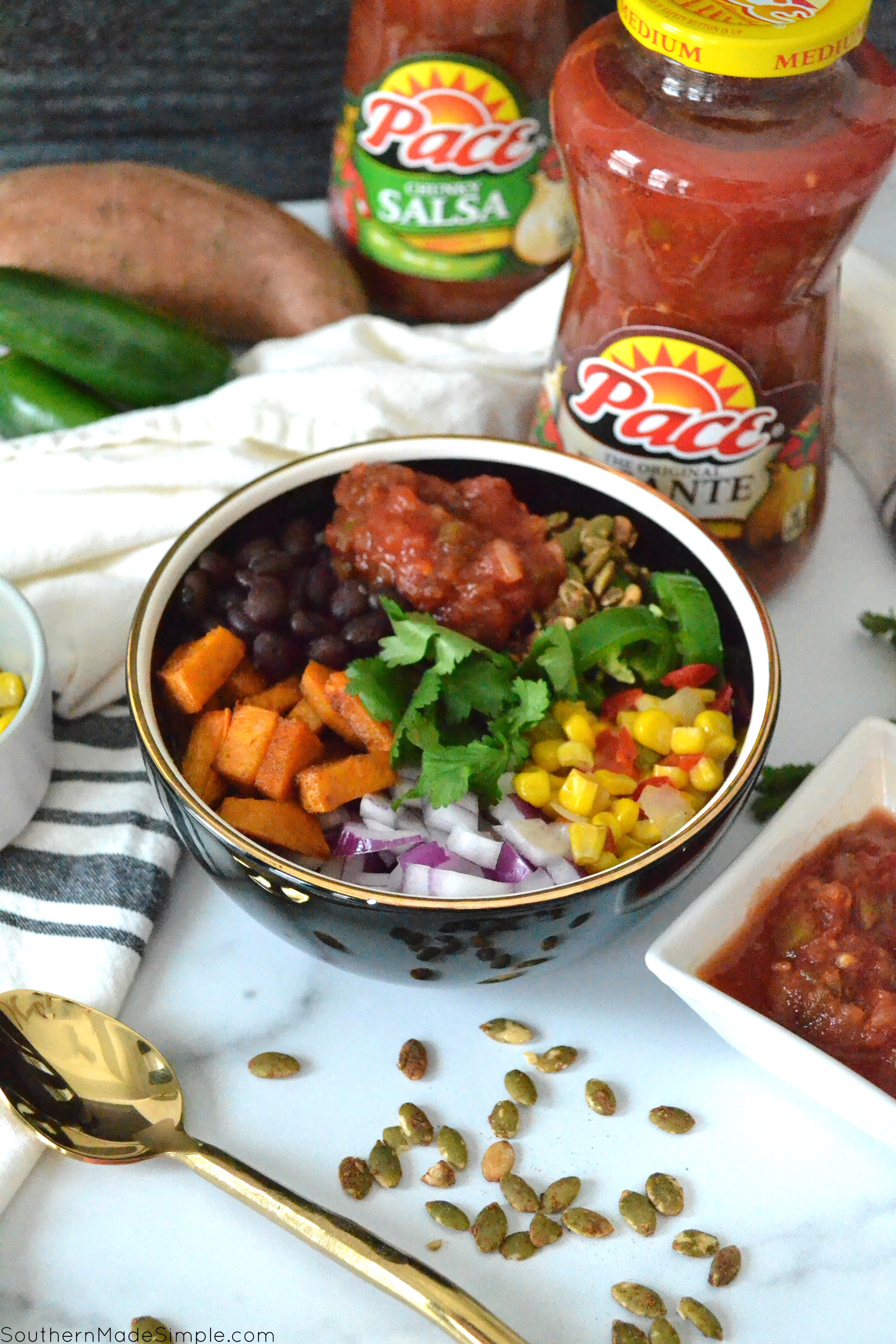 Southwest Sweet Potato Taco Bowls - a zesty bowl of wholesome goodness perfect for taco night! #Ad #PaceTacoNight