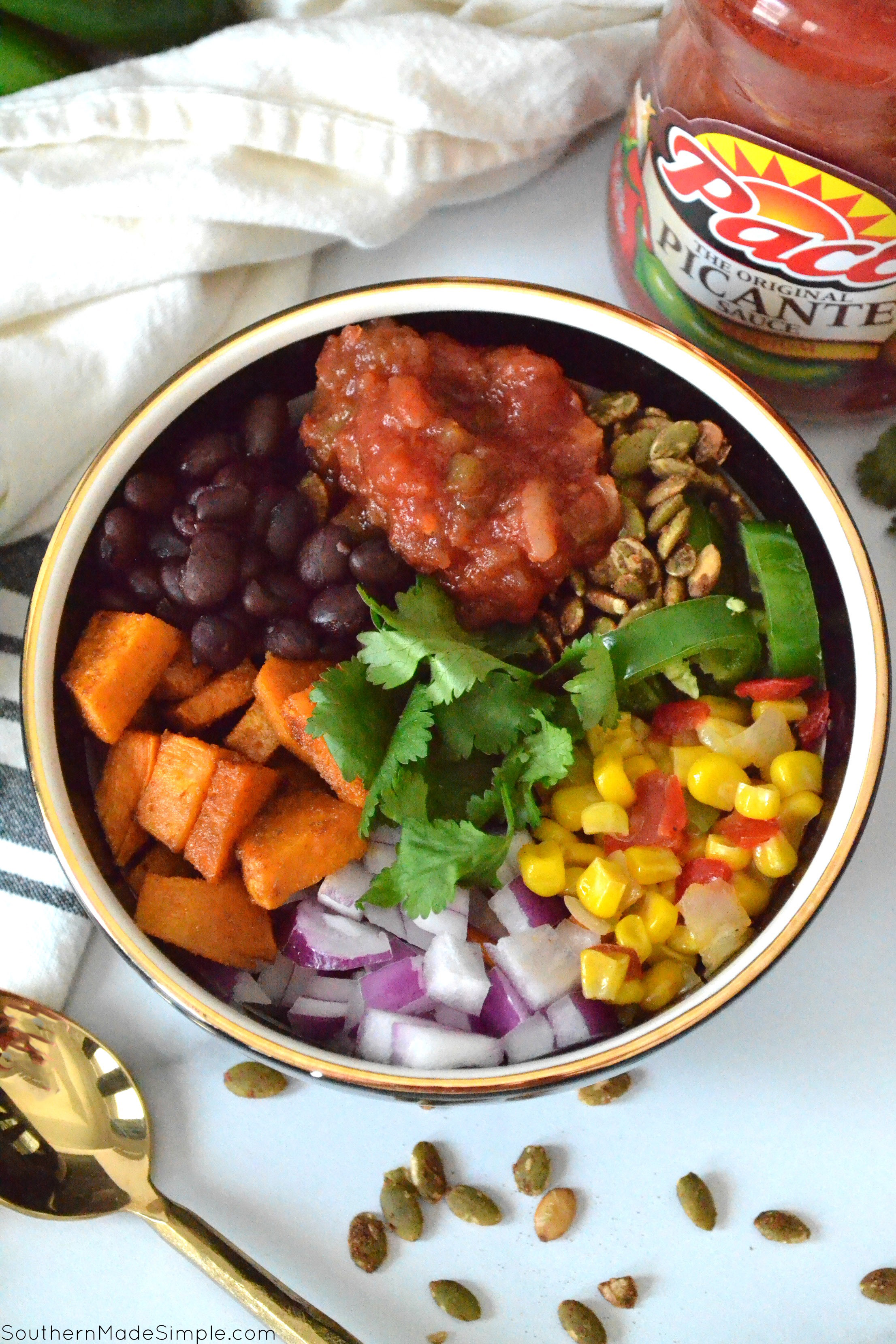 Southwest Sweet Potato Taco Bowls - a zesty bowl of wholesome goodness perfect for taco night! #Ad #PaceTacoNight
