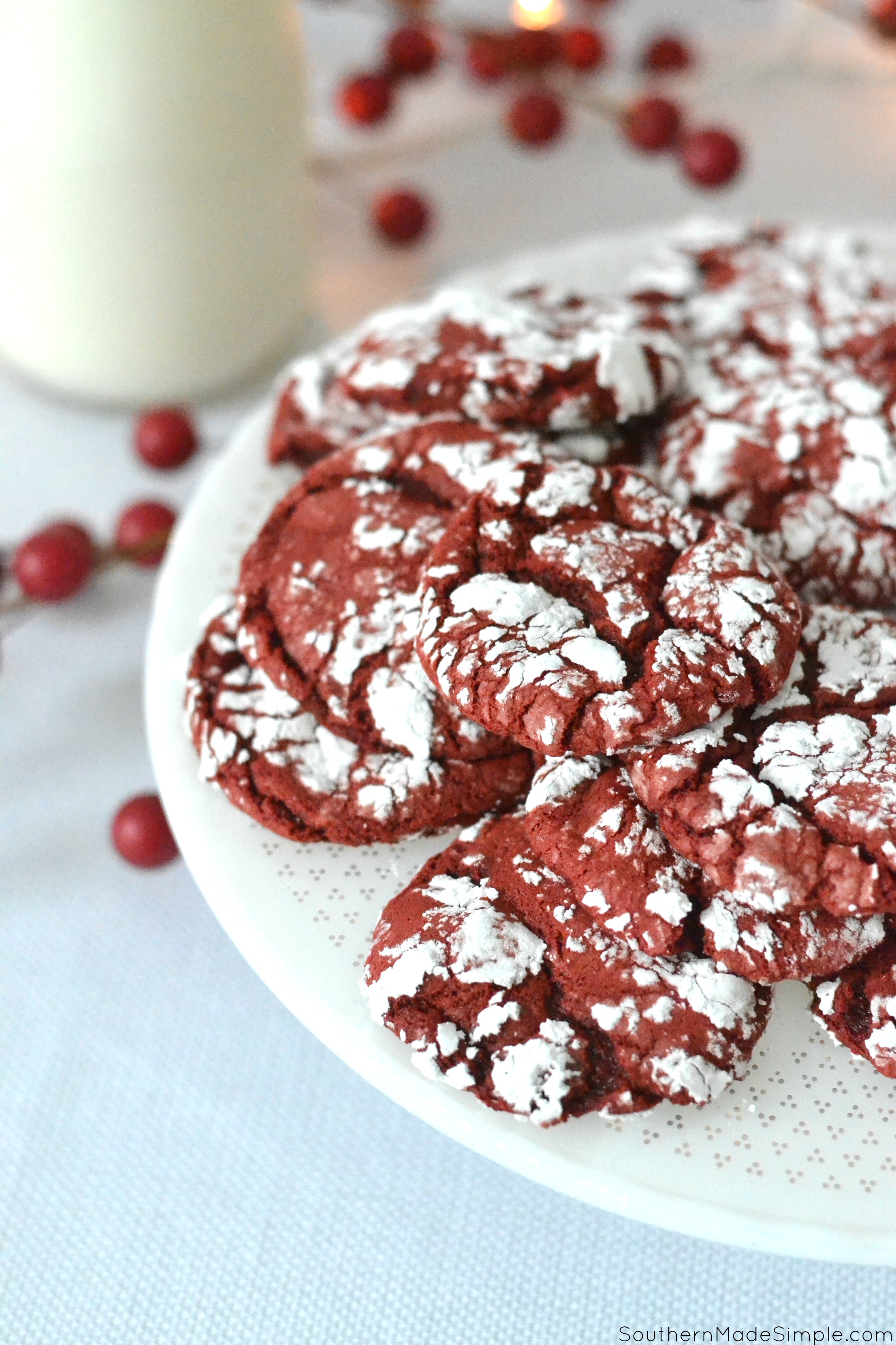 Red Velvet Christmas Crinkle Cookies