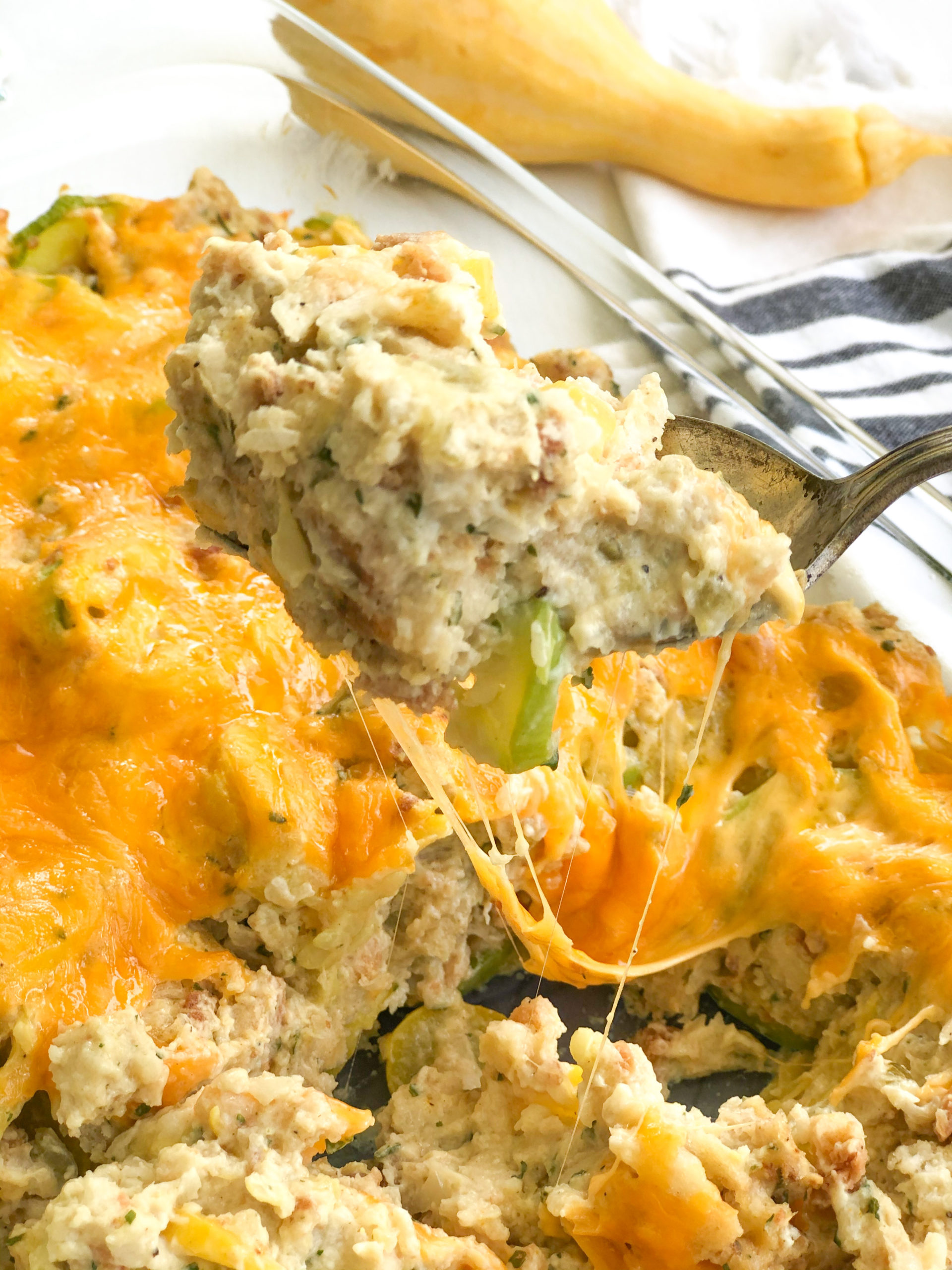 Squash and Zucchini Stuffing Casserole